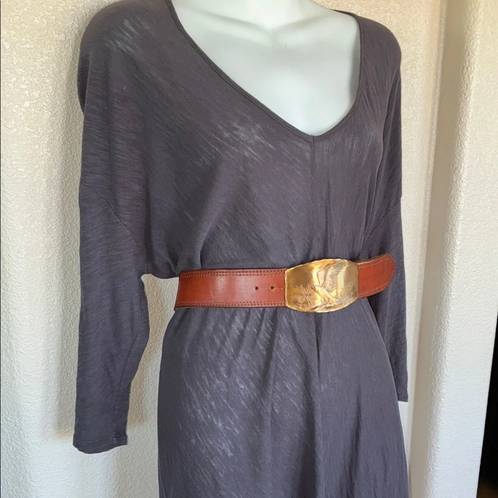 NATALE brass Eagle buckle on Leather Belt, XL VTG Exquisite artisan piece Unisex